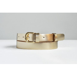 Gold leather belt for women