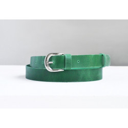Green leather belt for dresses