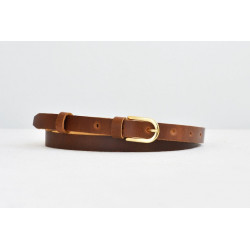 Leather belt women brown