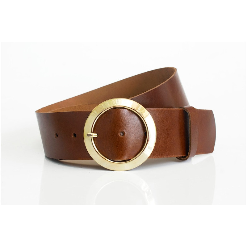 Wide leather belt for women