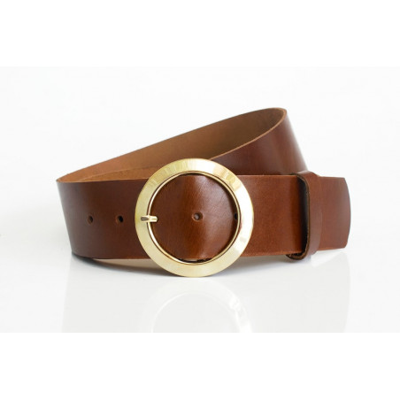 Wide leather belt for women