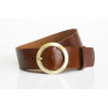 Wide leather belt for women